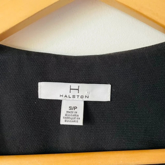 Halston Notch Lapel Long Open Front Vest Black Sz Small - Picture 6 of 6